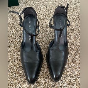 Nine West black heels, size 7, with adjustable straps